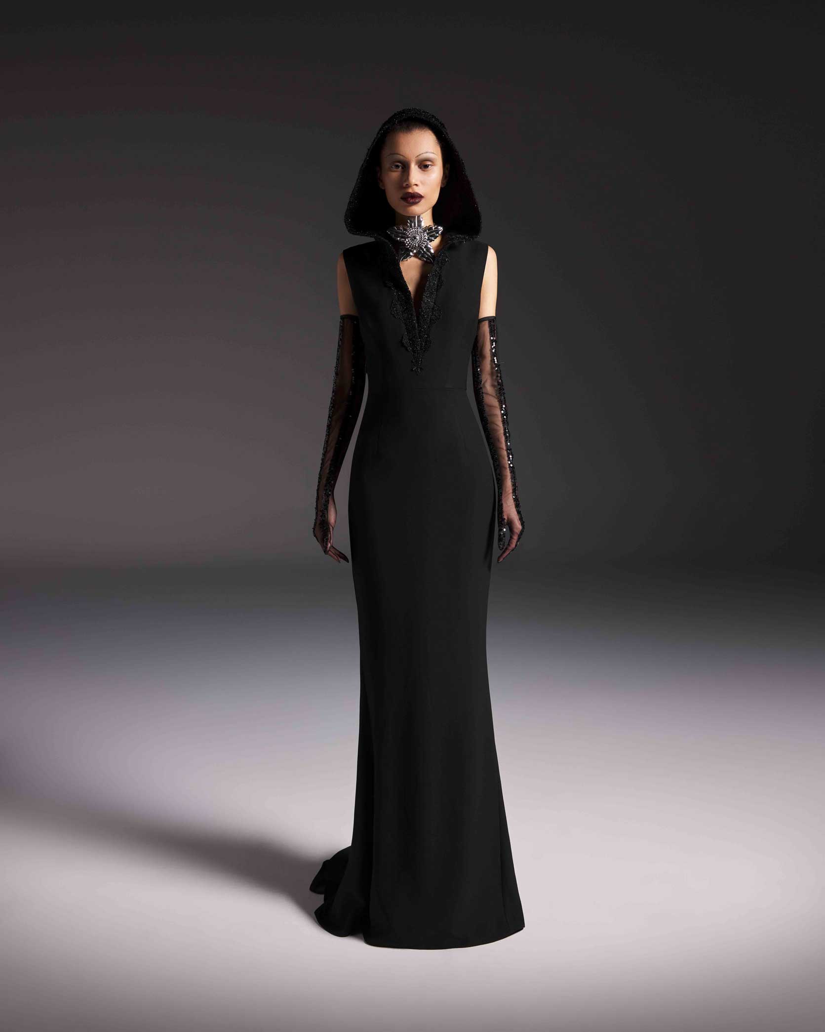 green emerald velvet dress Hooded Simplicity Long Dress XL / Natural main image 1