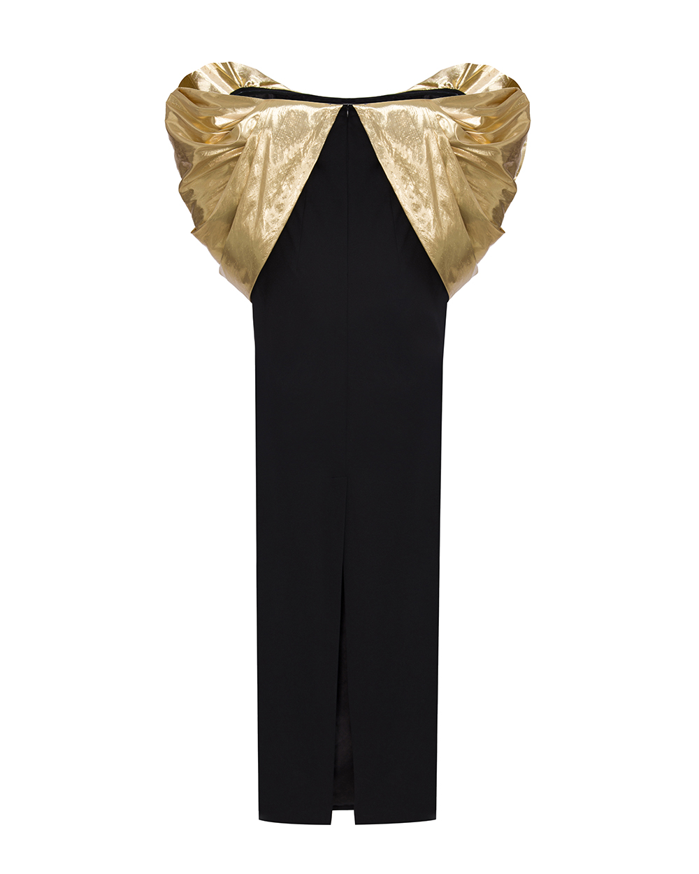 black and gold tube dress Strapless Drop Waist Belted Combo Cocktail Dress In Black Gold main image 0