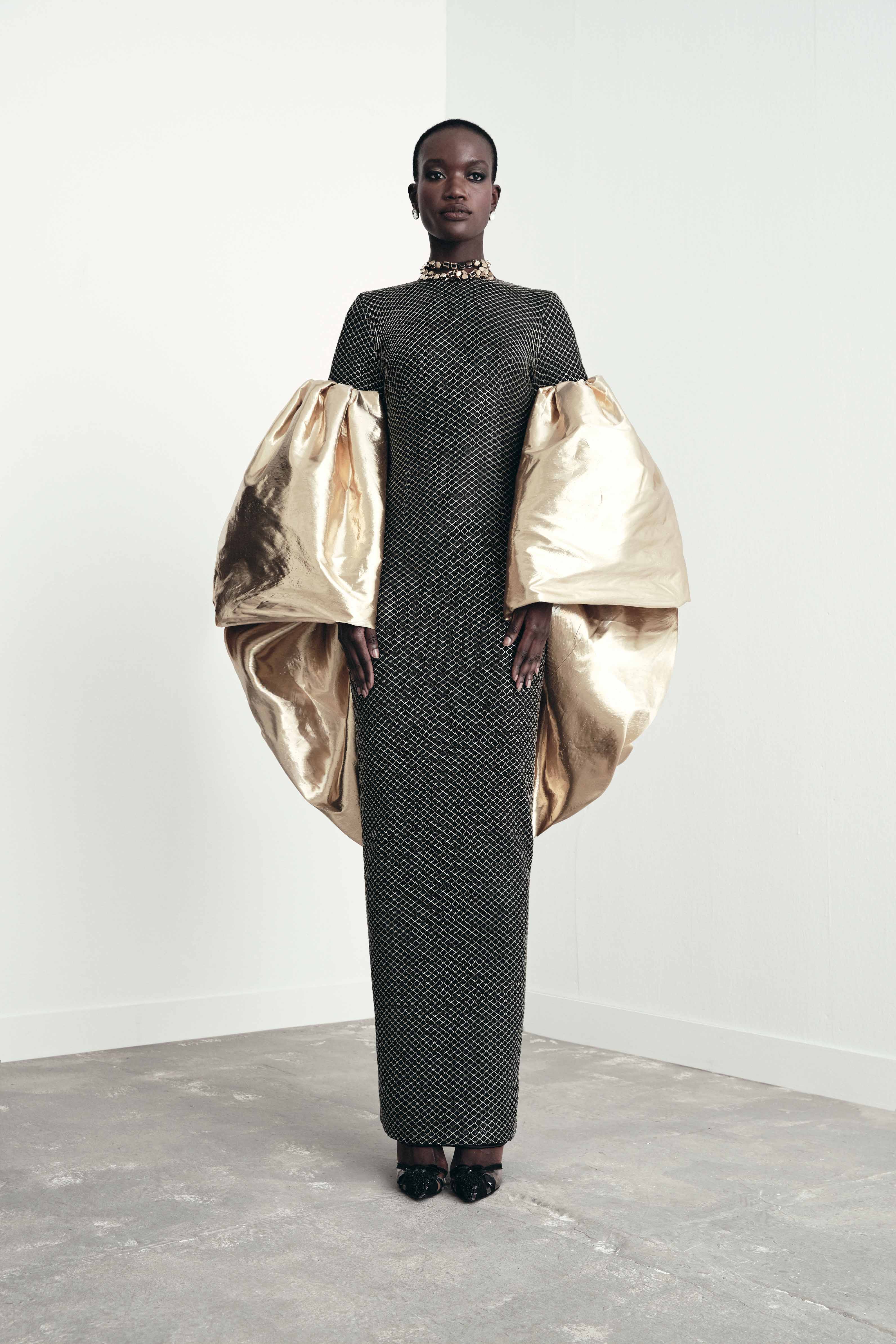 black and gold long sleeve maxi dress Setting Sun Long Sleeve Maxi Dress Yellow / Black main image 1