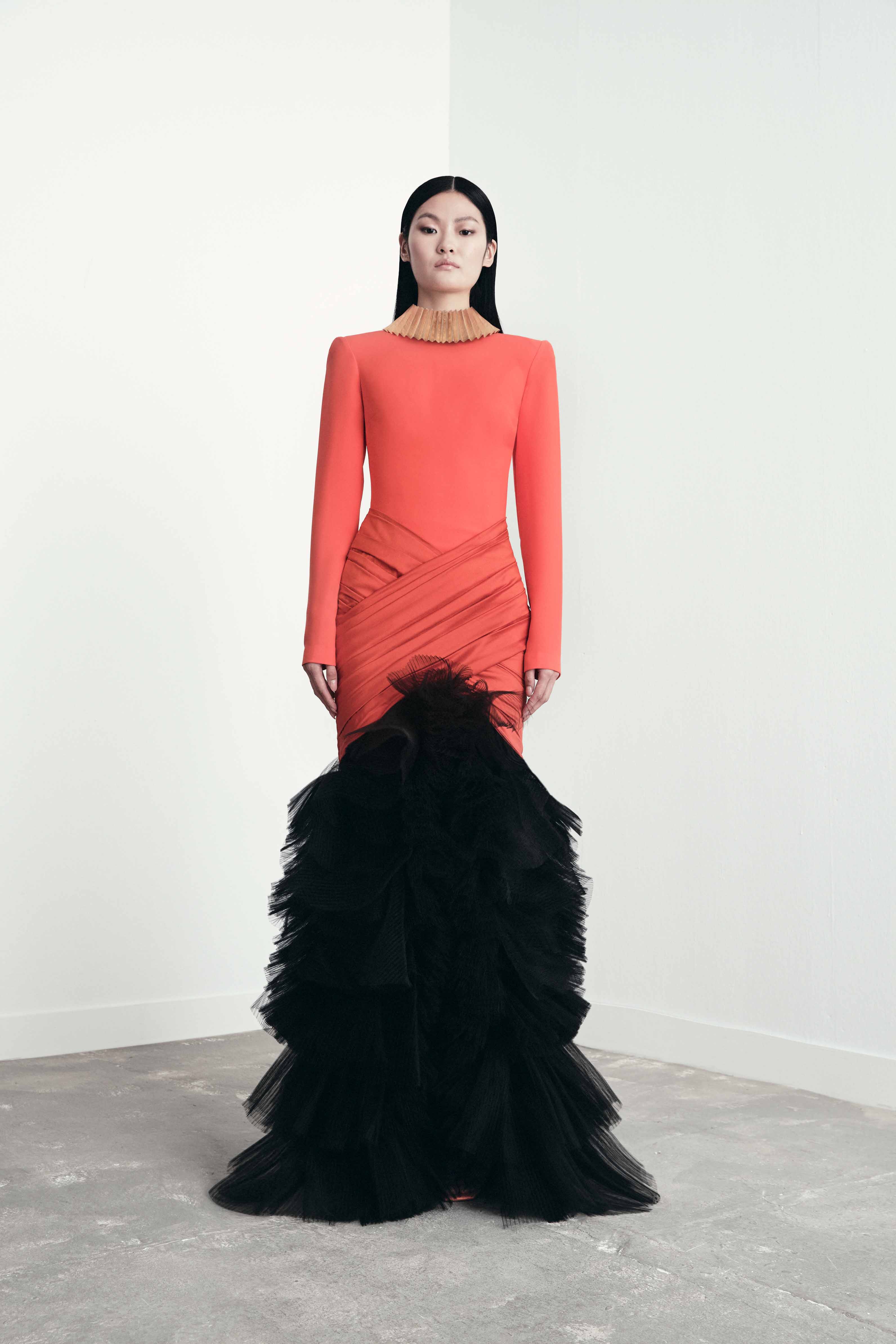 AFFFAIR - Maxi Bodycon Dress in Red with Black Tulle Statement Skirt AFFFAIR - Maxi Bodycon Dress in Red with Black Tulle Statement Skirt