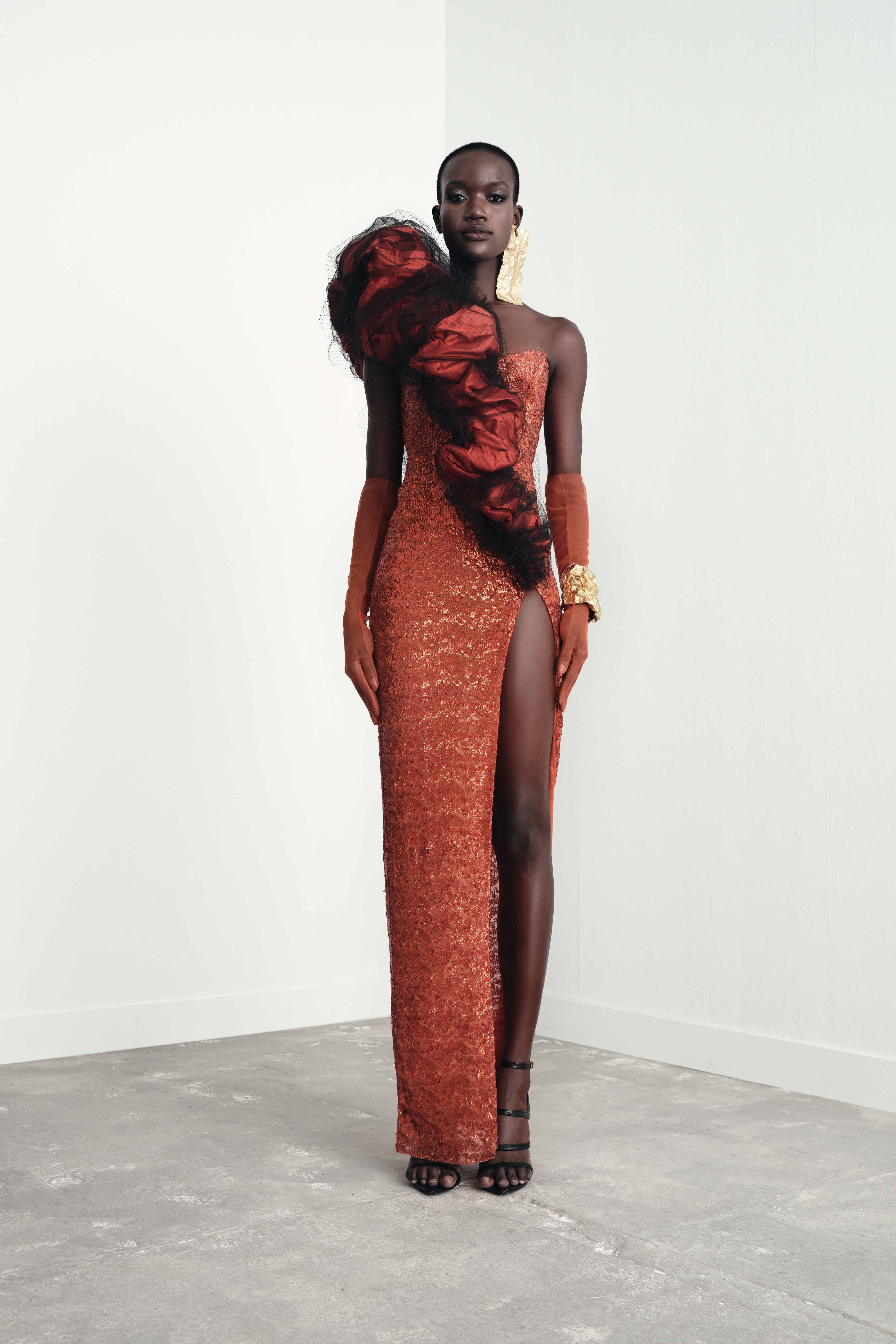 open lace back dress Tayvia One Shoulder Maxi Dress