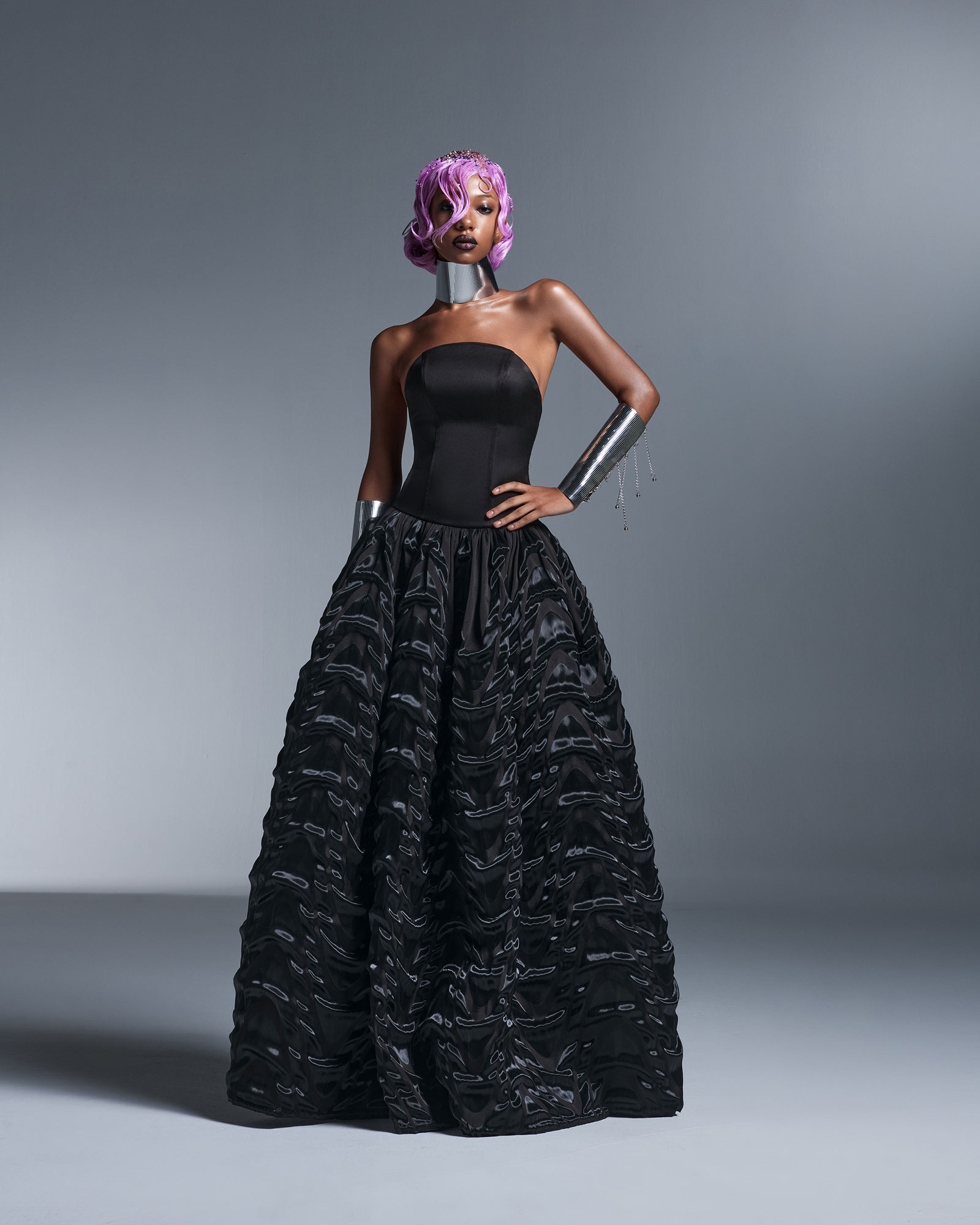 AFFFAIR - Black strapless dress with puff skirt AFFFAIR - Black strapless dress with puff skirt