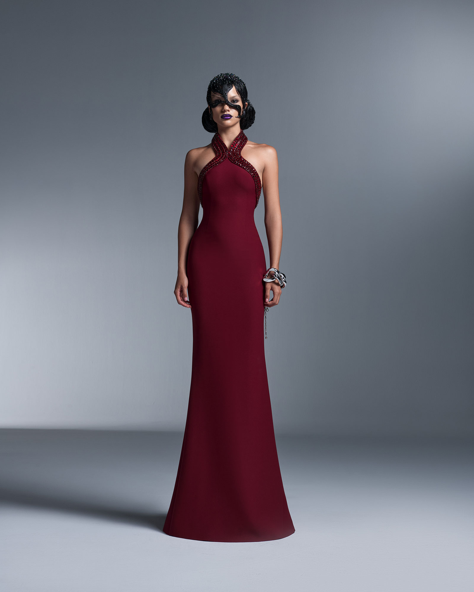 jasmine halter dress Jasmine Halter Maxi Dress ~ Steel Blue Luxe Satin XS main image 0
